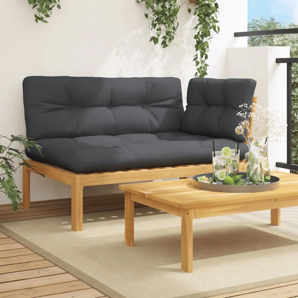 vidaXL Sofá de canto para jardim com almofadões acácia maciça