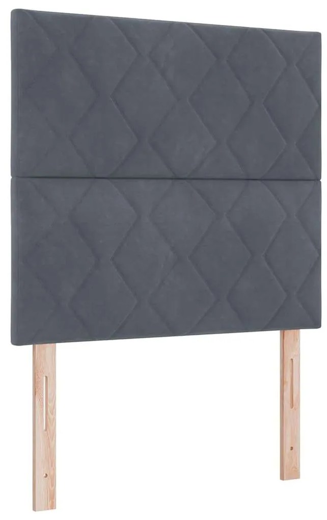 Cama Box Spring com Colchão e Banco Cinza Escuro 100x200 cm Veludo