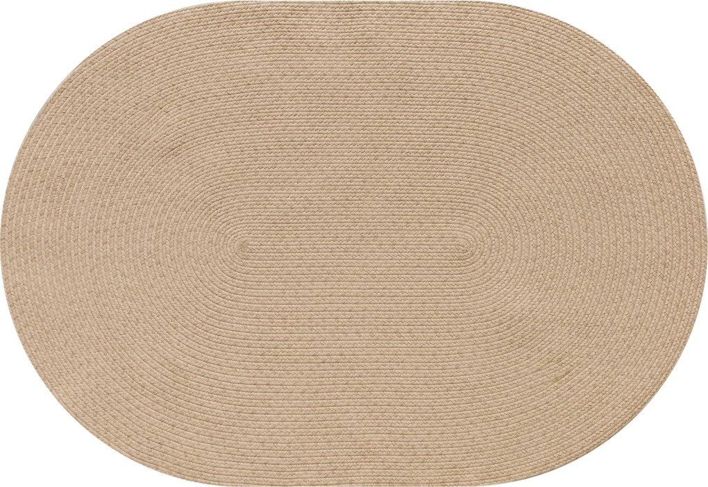 Tapete Oval para Sala de Estar 170x120 cm Tapete Lavável à Máquina Tecido à Mão Estilo Rústico Bege