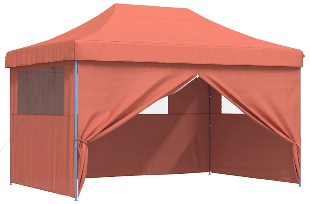 Tenda p/ festas pop-up dobrável 4 paredes laterais terracotta