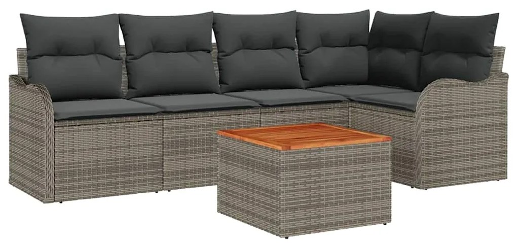 Conjunto de Sofá de Jardim com 6 Peças e Almofadas Cinza
