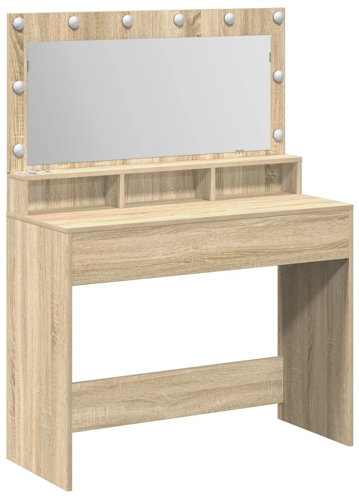 Mesa de Maquilhagem com Luzes LED Carvalho Sonoma 100x41x135 cm