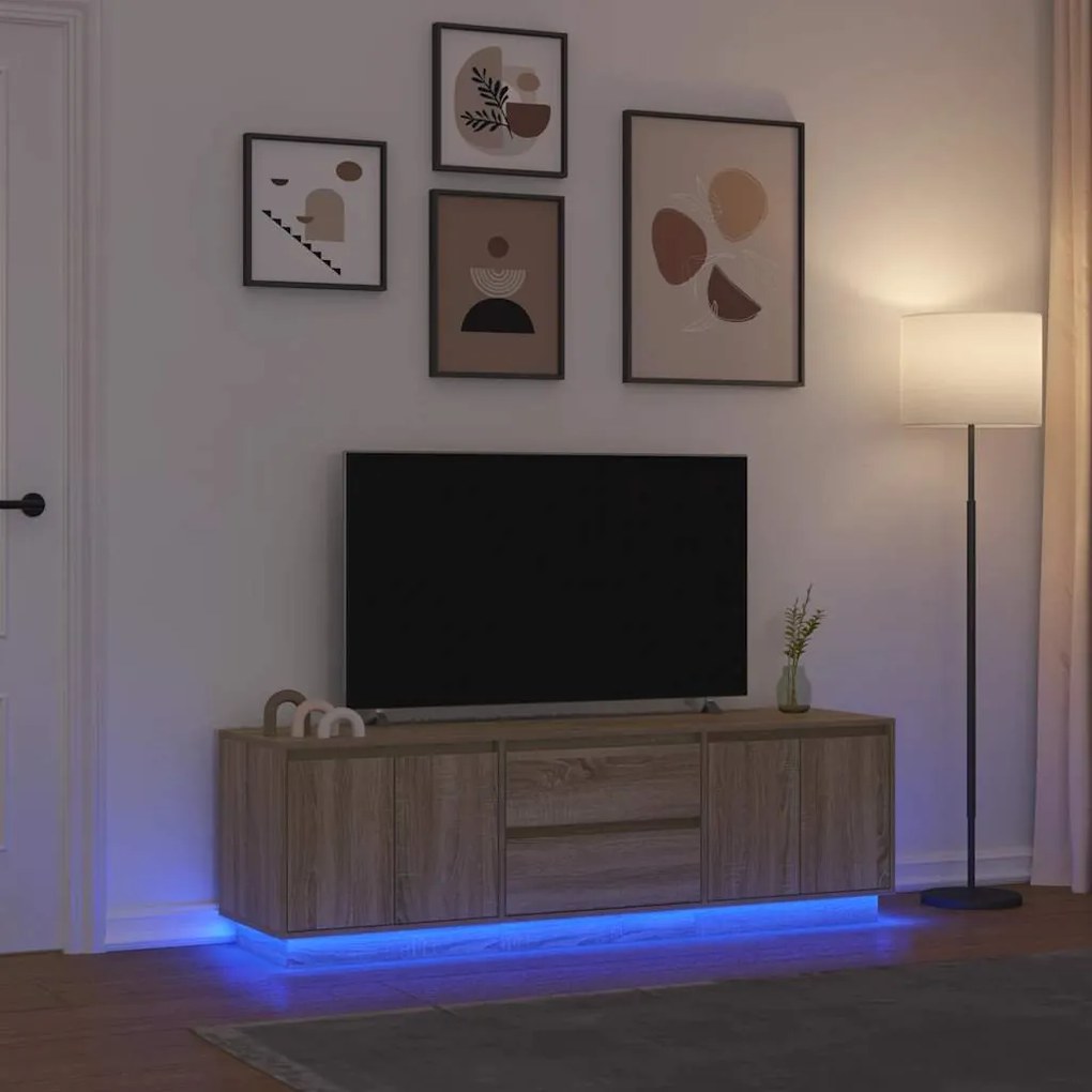 Móvel de TV com luzes LED 160,5x41x50 cm carvalho sonoma