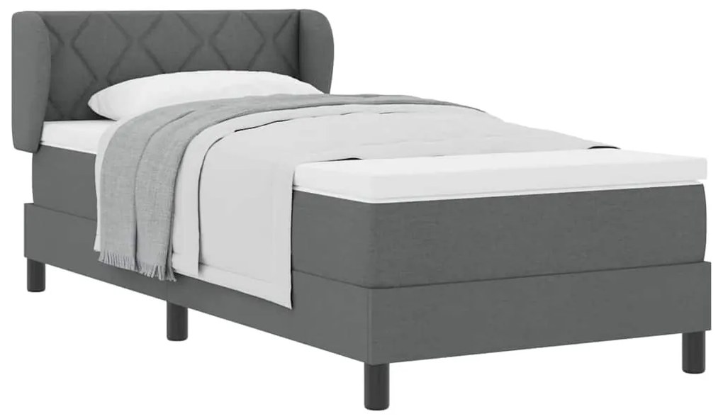 Cama Box Spring com Colchão vidaXL Cinza Escuro 100x200 cm Tecido