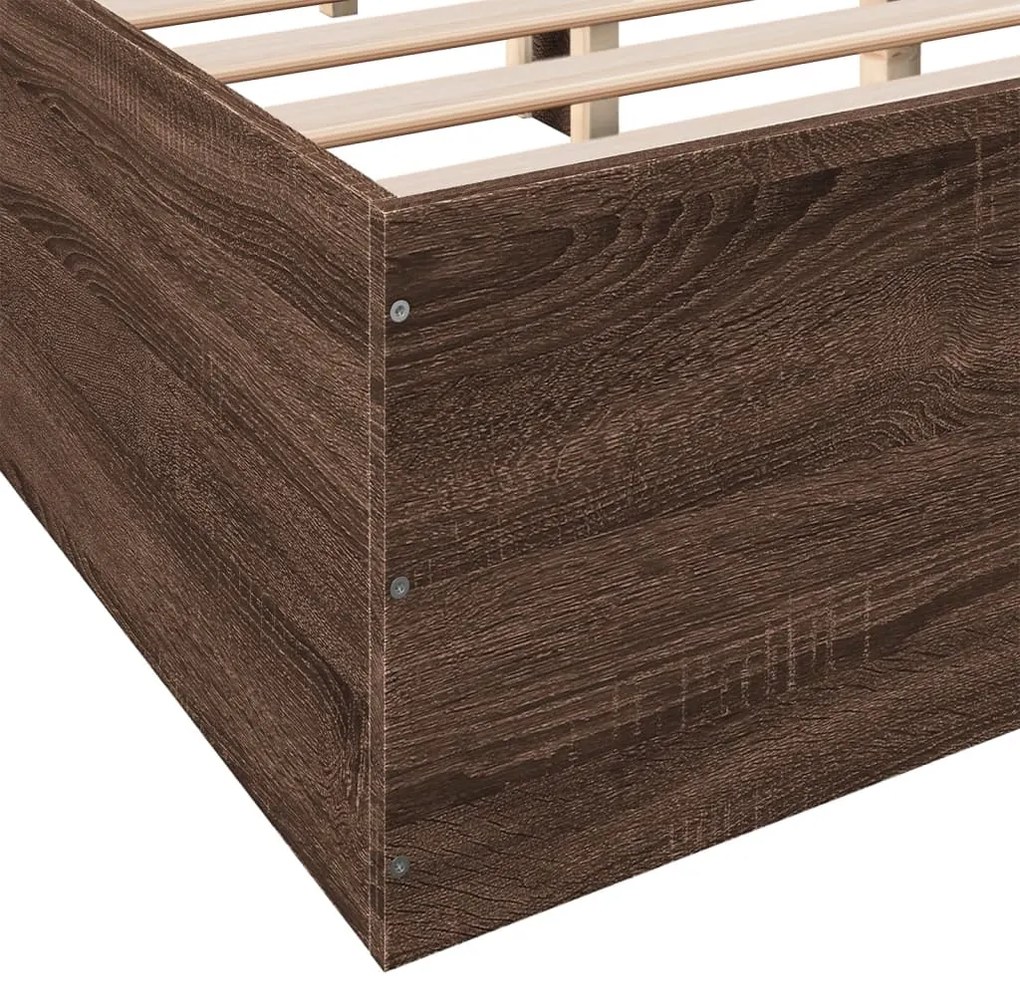 Estrutura de cama 135x190cm derivados madeira carvalho castanho