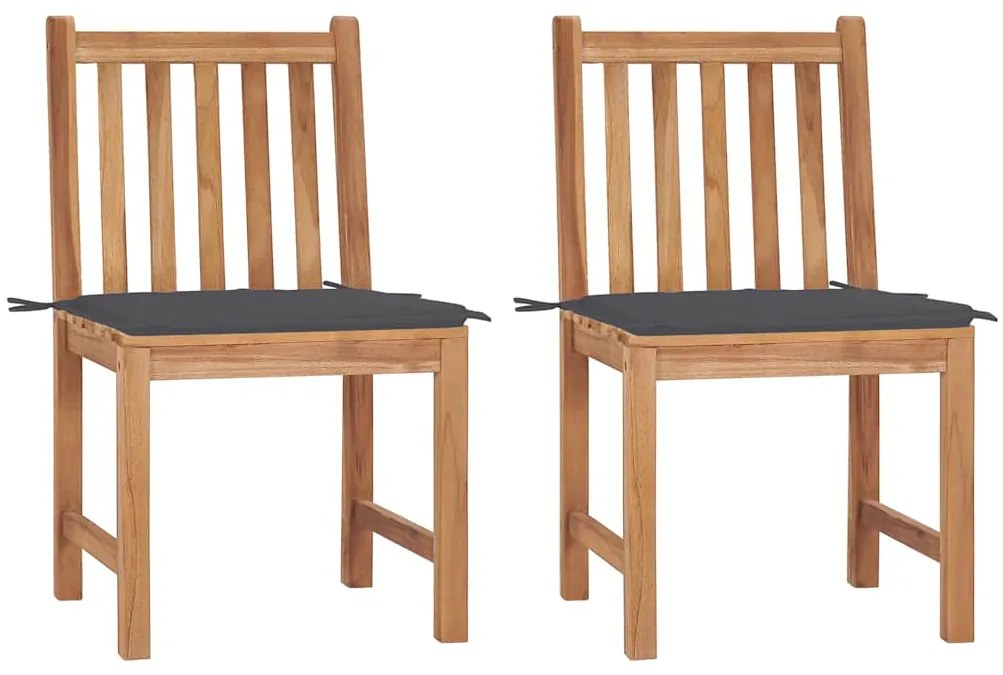 Cadeiras de jardim c/ almofadões 2 pcs teca maciça