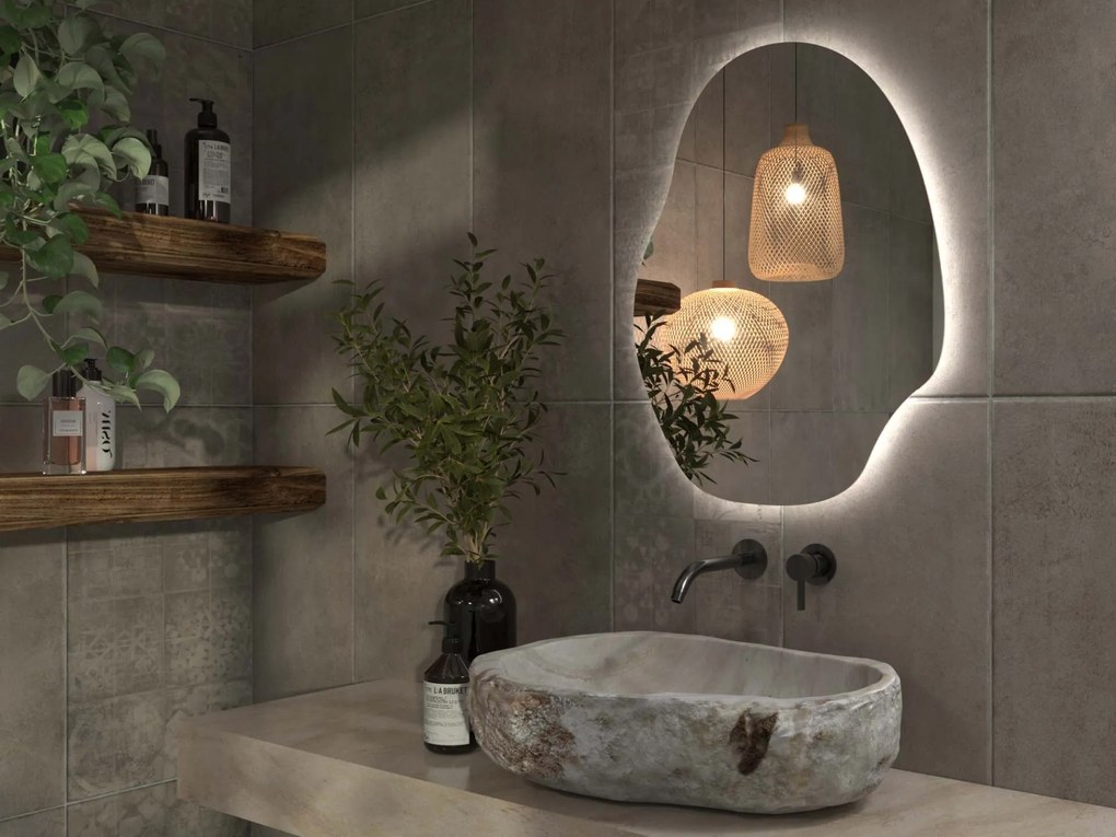 Espelho LED orgânico com iluminação A37 60×80