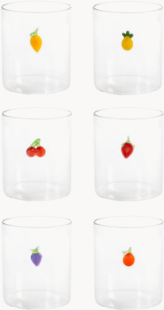 Copos em vidro borossilicato Miniature Decorations, conjunto de 6