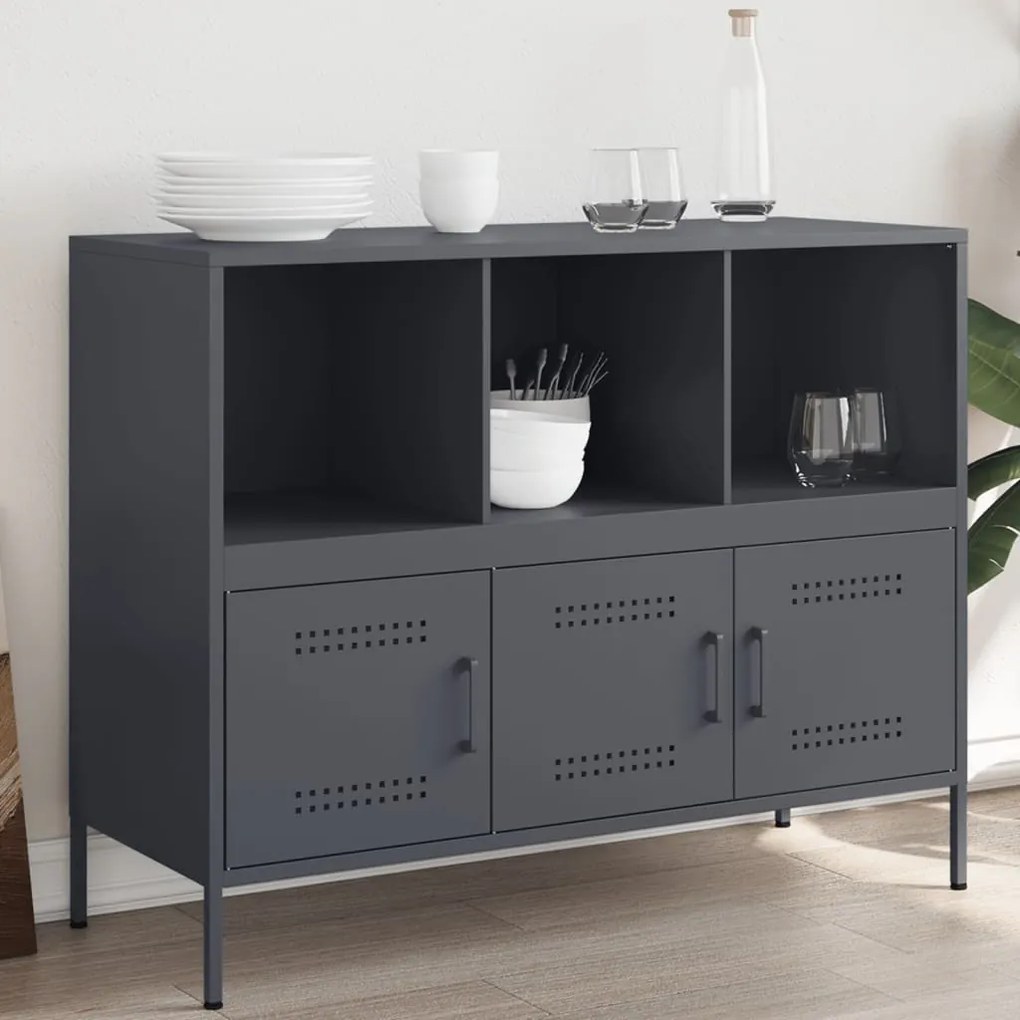 vidaXL Aparador 100,5x39x79 cm aço antracite