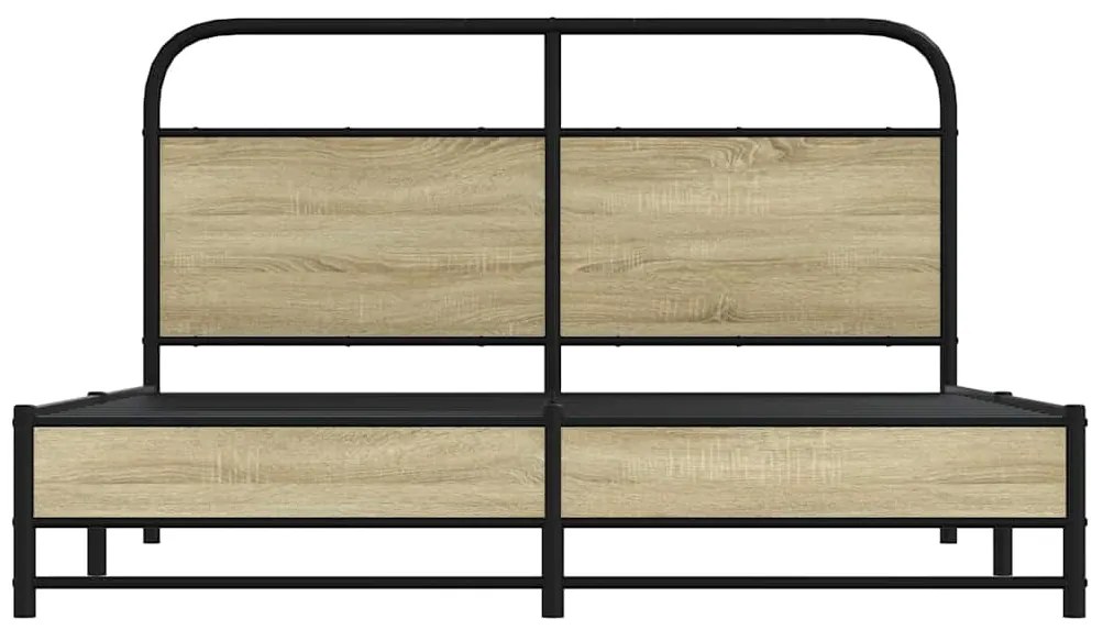 Estrutura de cama sem colchão 160x200cm metal carvalho sonoma