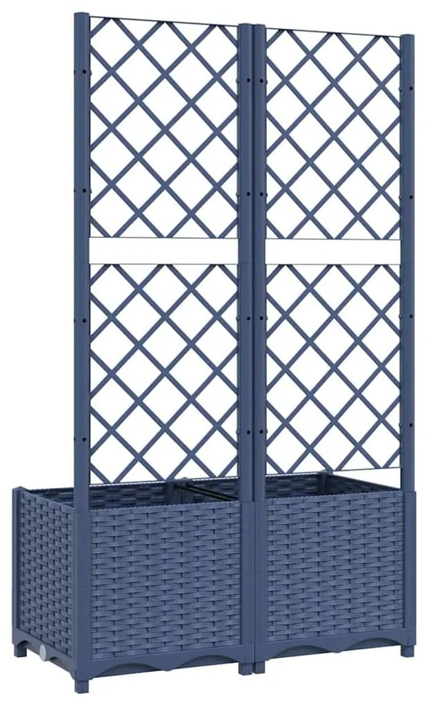 Vaso/floreira jardim c/ treliça 80x40x136 cm PP cinzento azul
