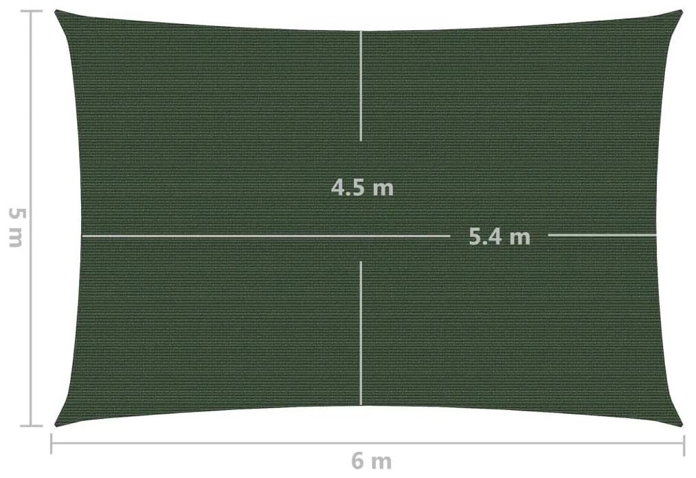 Para-sol estilo vela 160 g/m² 5x6 m PEAD verde-escuro