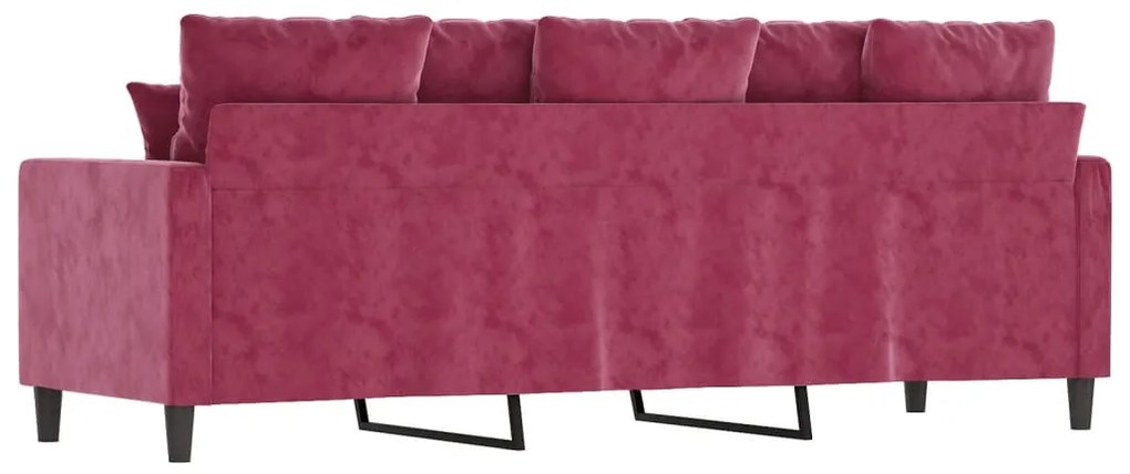 Sofá de 3 lugares veludo 180 cm vermelho tinto