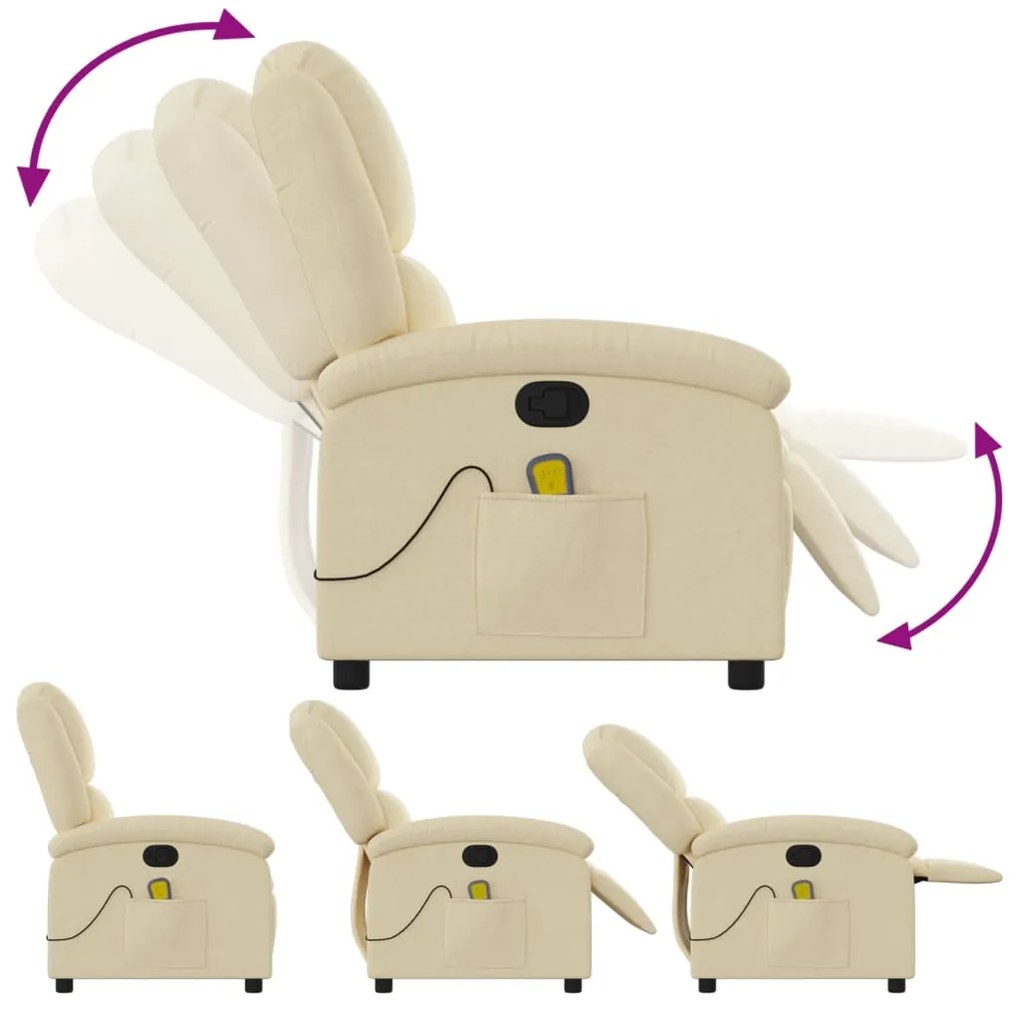Poltrona de massagens reclinável tecido cor creme