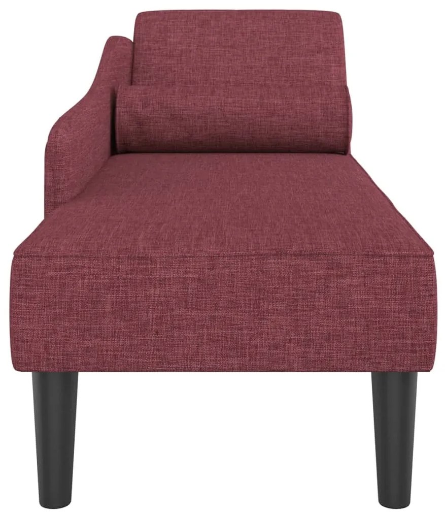 Chaise longue com almofadões tecido vermelho tinto