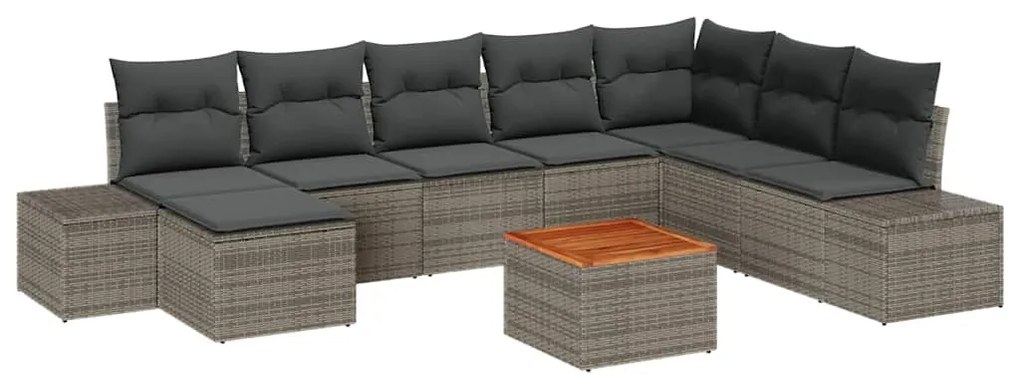Conjunto de Sofás de Jardim 9 pcs Cinzeto