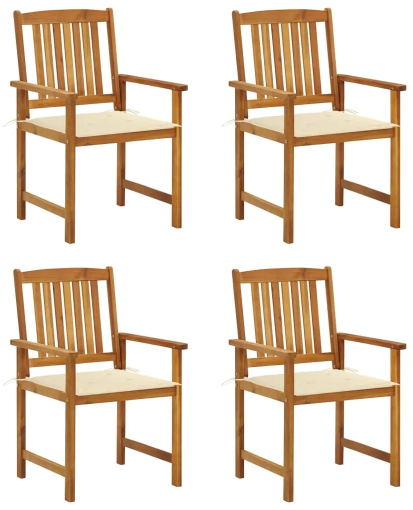 vidaXL Cadeiras de jardim c/ almofadões 4 pcs madeira de acácia maciça