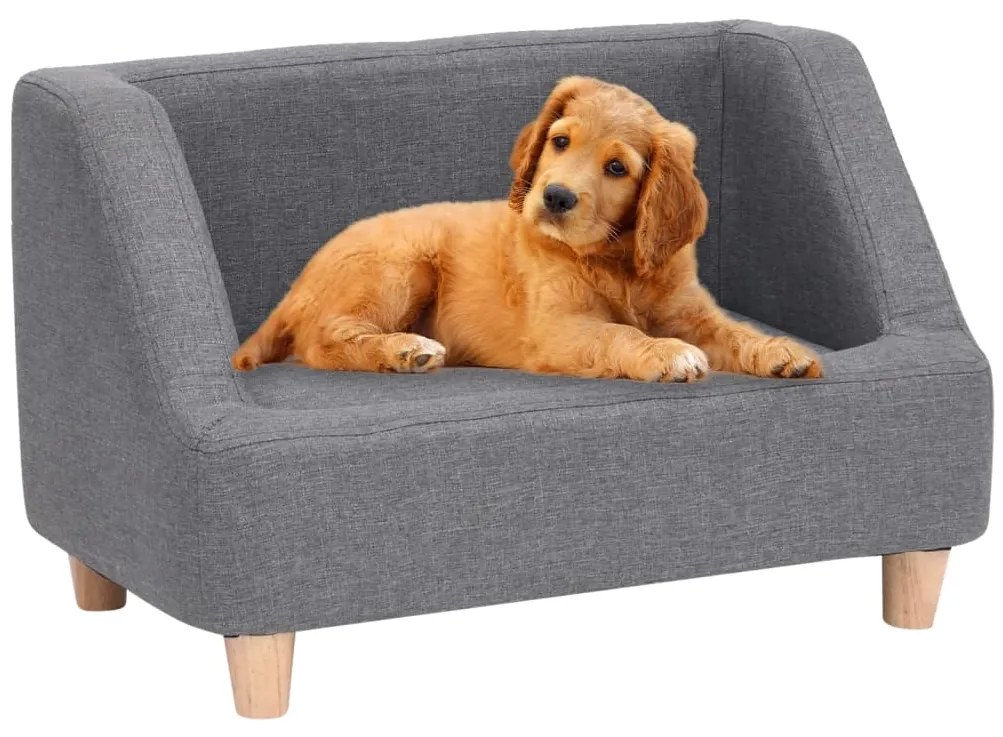 vidaXL Sofá para cães 60x37x39 cm linho cinzento