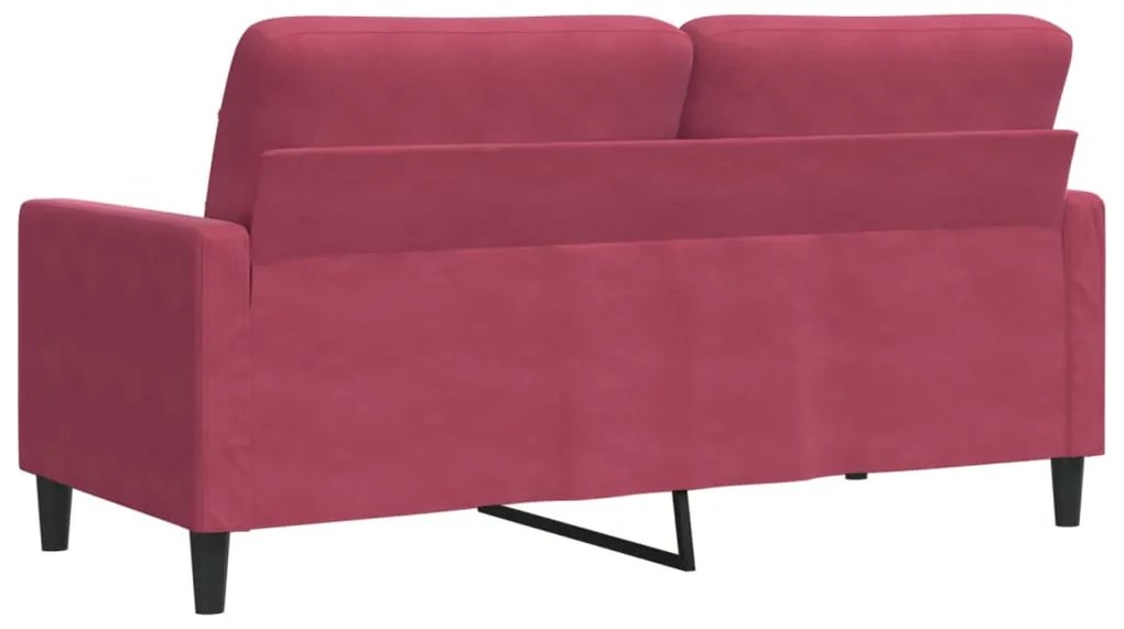 Sofá de 2 lugares veludo 140 cm vermelho tinto