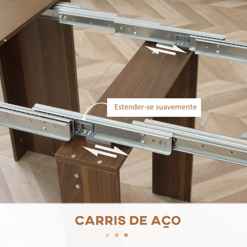 HOMCOM Mesa de Jantar Extensível para 4-6 Pessoas com Lateral Abatível