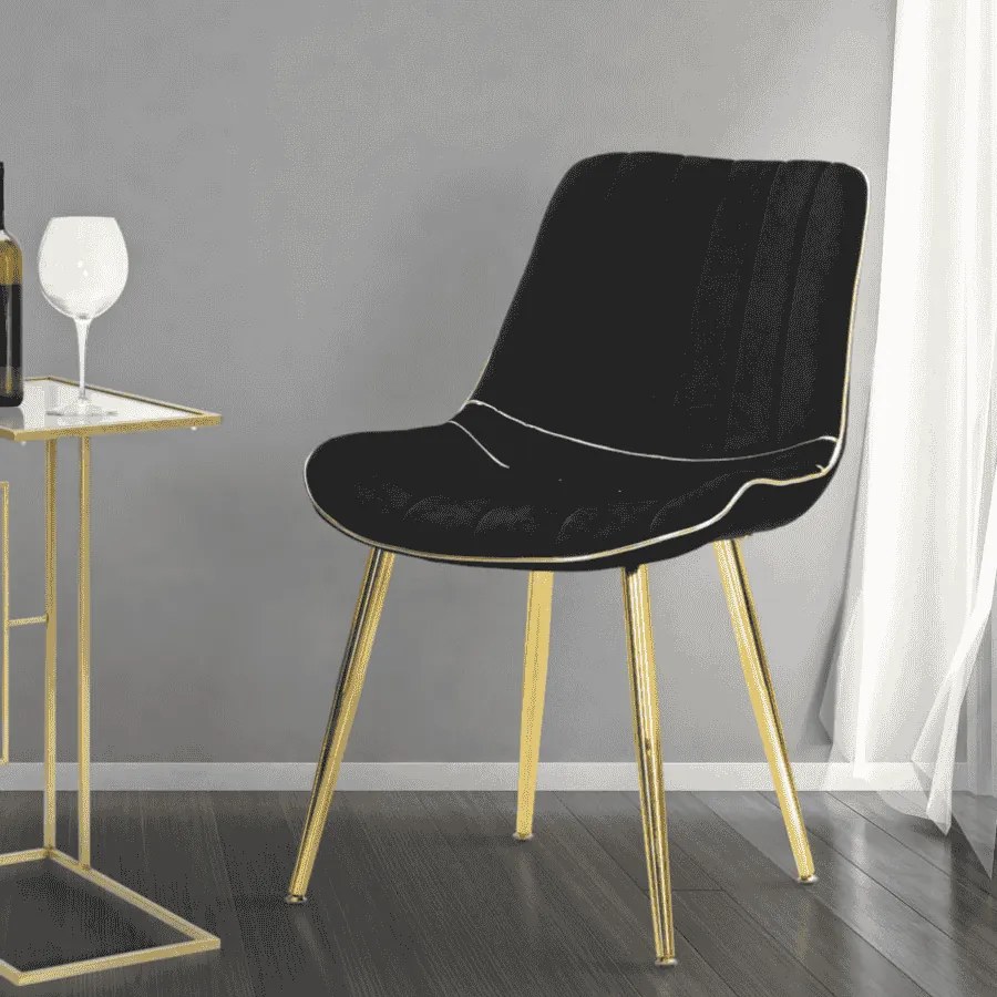 CONJUNTO DE 2 CADEIRAS PARIS PRETO E DOURADO 51X59X79 CM