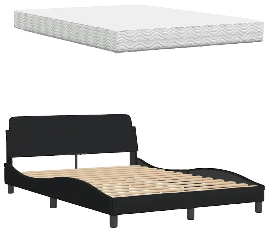 Cama com colchão 140x190 cm tecido preto