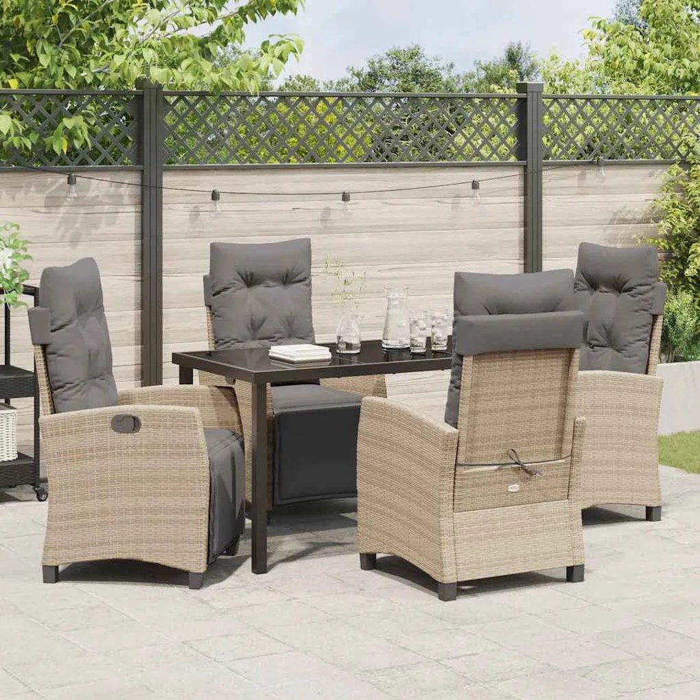 Conjunto de Jantar de Jardim de 5 Peças em Rattan Sintético Bege