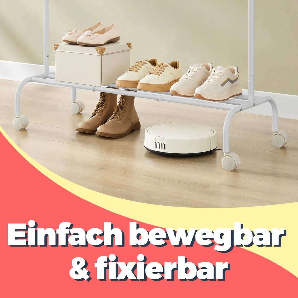 Cabide guarda roupa com rodas de 41 x 103,5 x 155 cm branco