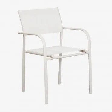 Pack De 2 Cadeiras De Jardim Empilháveis Com Braços Em Alumínio Olenia Gardénia Branco - Sklum