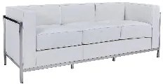 Sofá LOBBY – 3 Lugares – 183x70x68 cm – Aço Inoxidável e Pele Sintétic