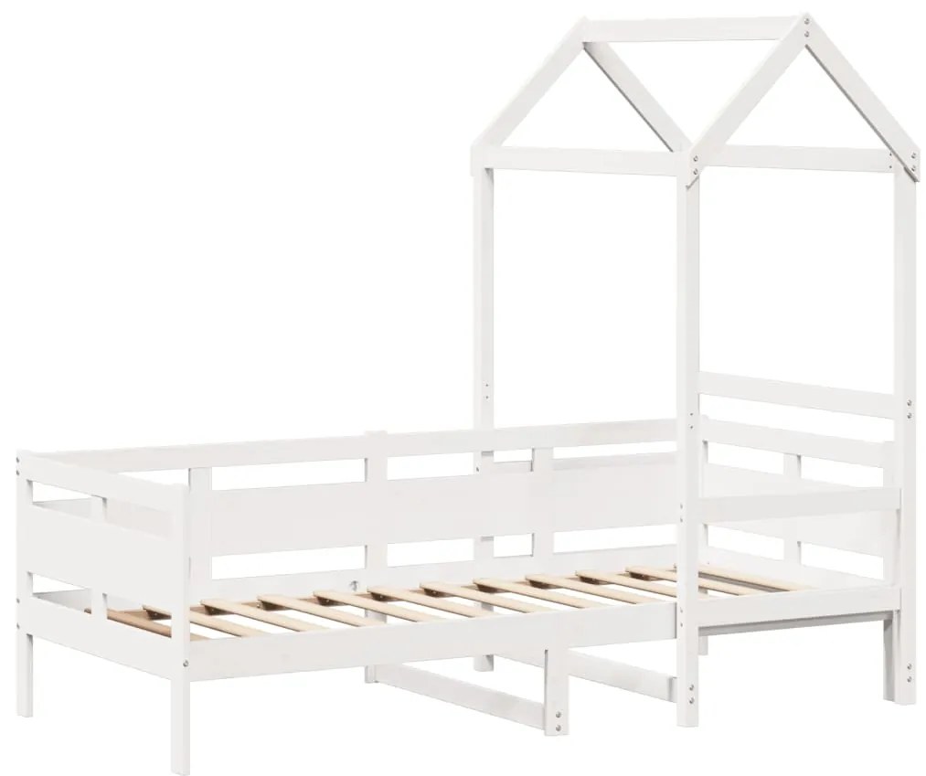 Sofá-cama com telhado 80x200 cm madeira de pinho maciça branco