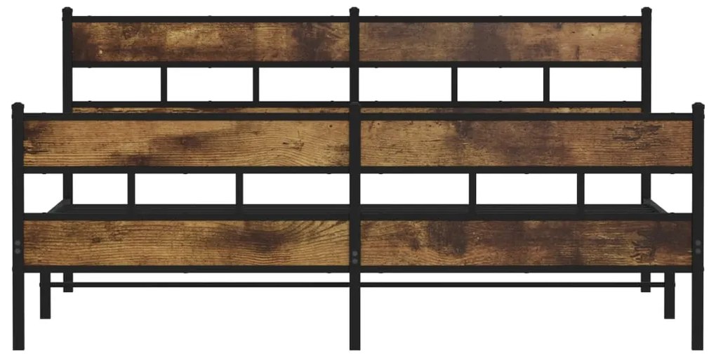 Estrutura de cama sem colchão 180x200cm metal carvalho fumado