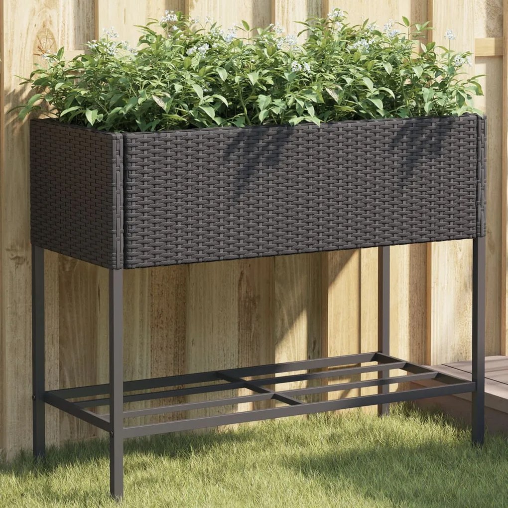 vidaXL Canteiro de jardim com prateleira 2pcs 90x40x75cm vime PE preto