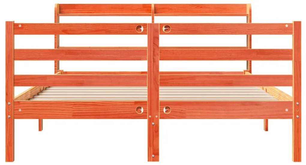 Cama sem colchão 120x190 cm madeira pinho maciça castanho-mel