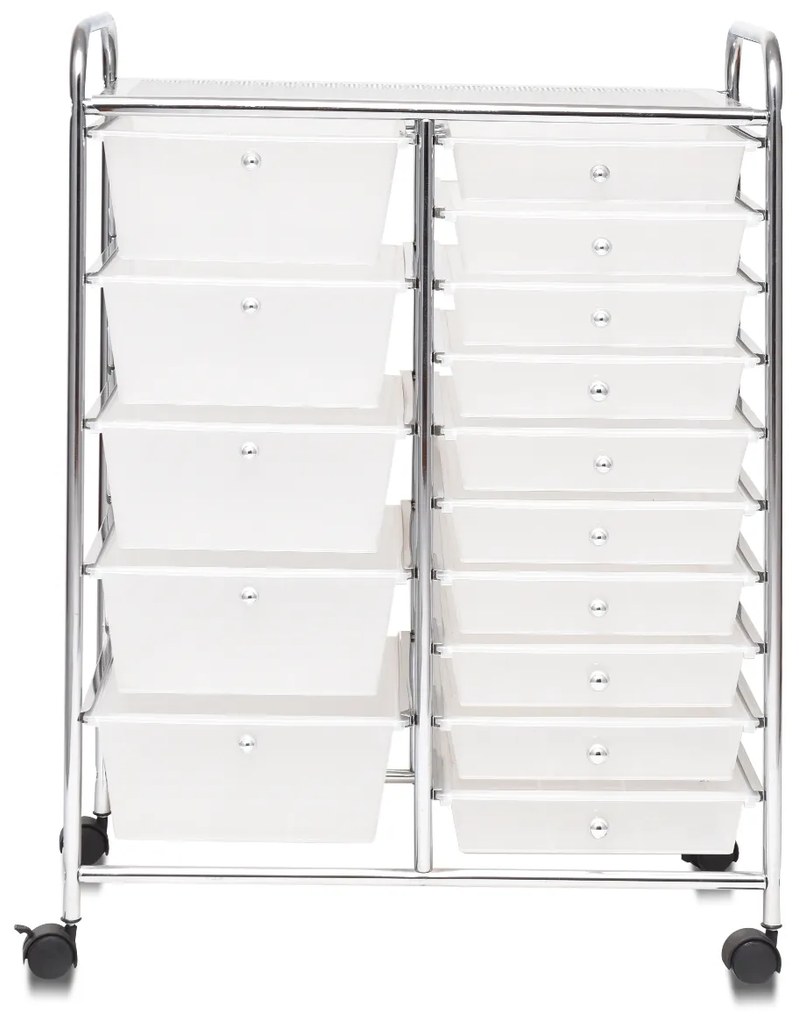 Carrinho multiusos com gavetas amovíveis e rodas com fecho Organizador de acessórios 63 x 37 x 87cm Transparente
