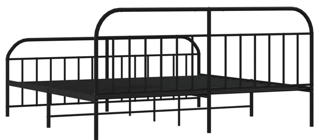 Estrutura de cama com cabeceira e pés 200x200 cm metal preto