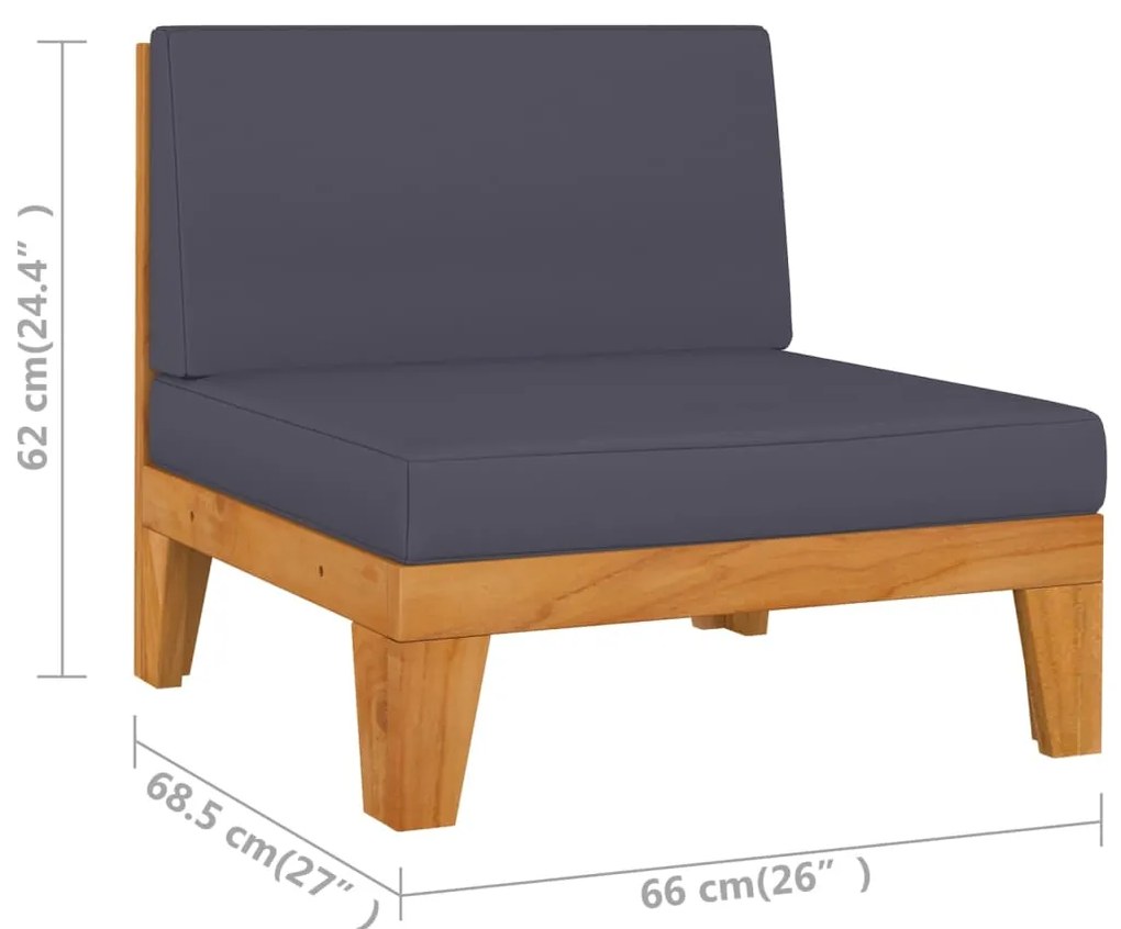 4 pcs conj. lounge jardim c/ almofadões madeira acácia maciça