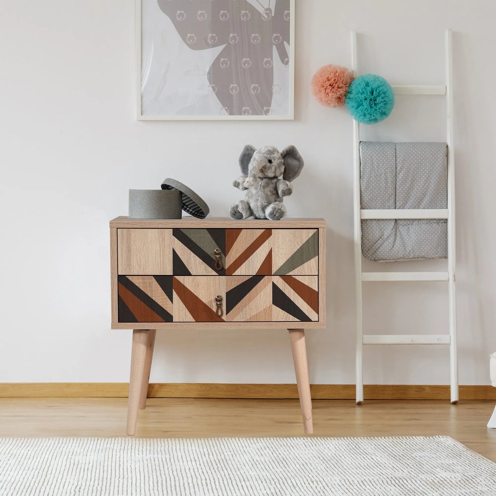 Mesa de Cabeceira City Two – Multicolor – 60x61x40 cm