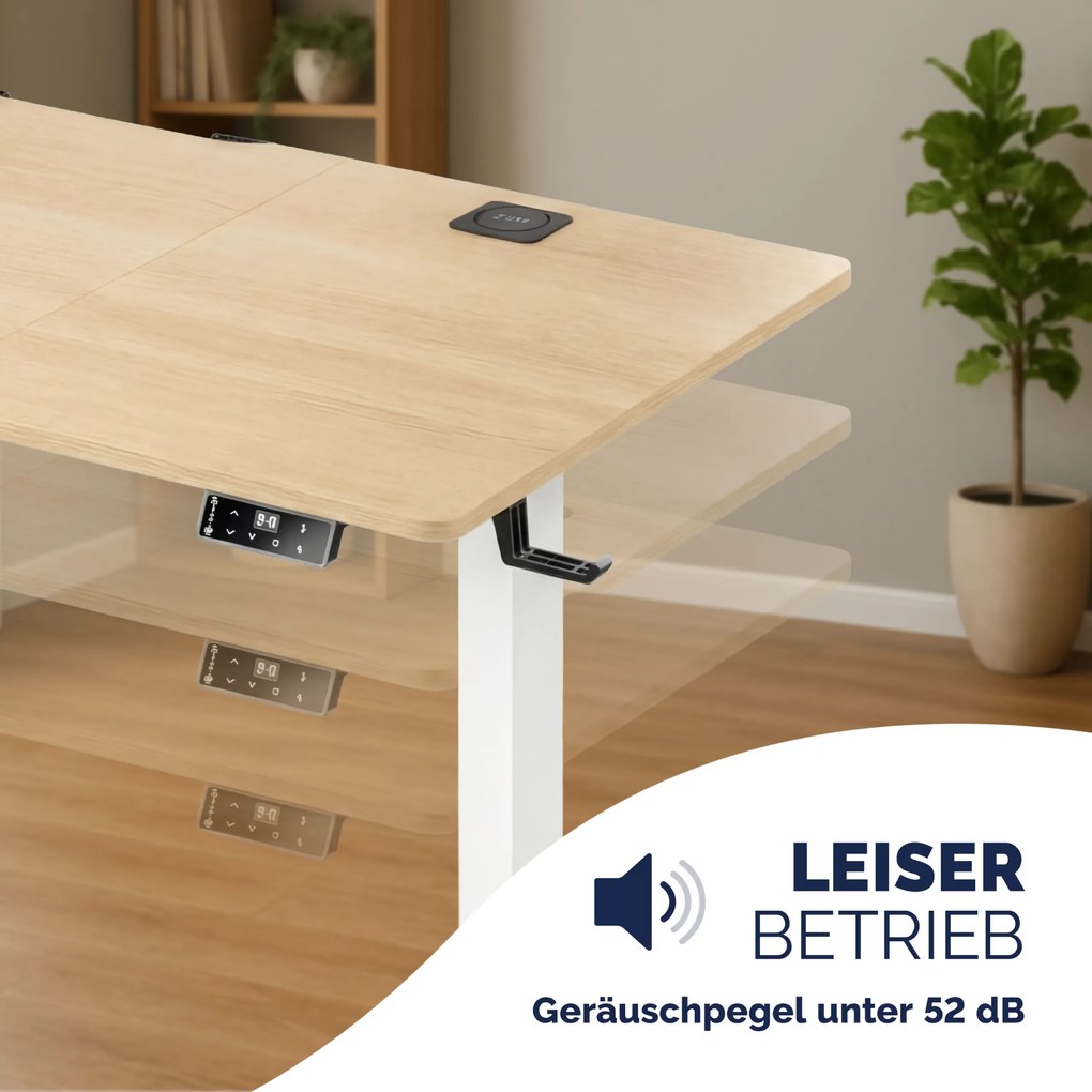 Secretária Eletrica com altura ajustável 160 x 75 x 72–117 cm bege
