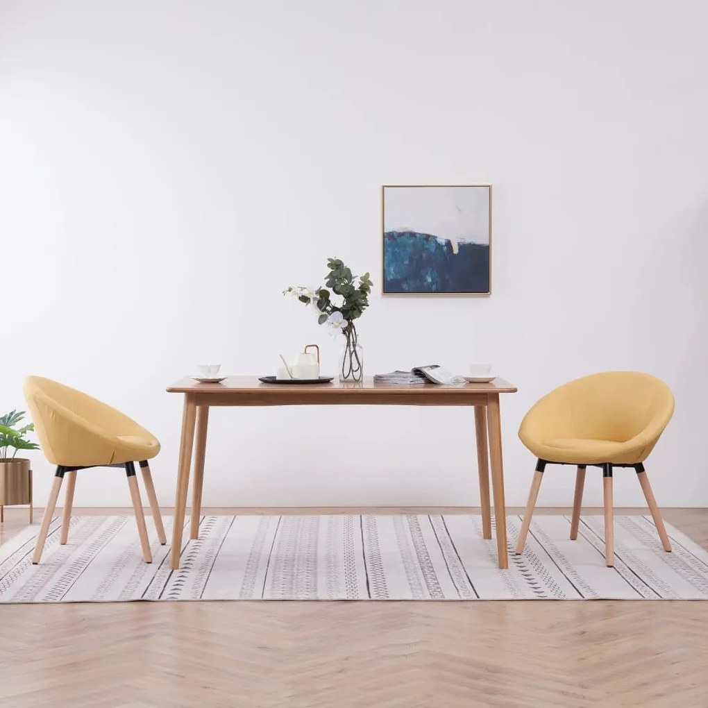vidaXL Cadeiras de jantar 2 pcs tecido amarelo