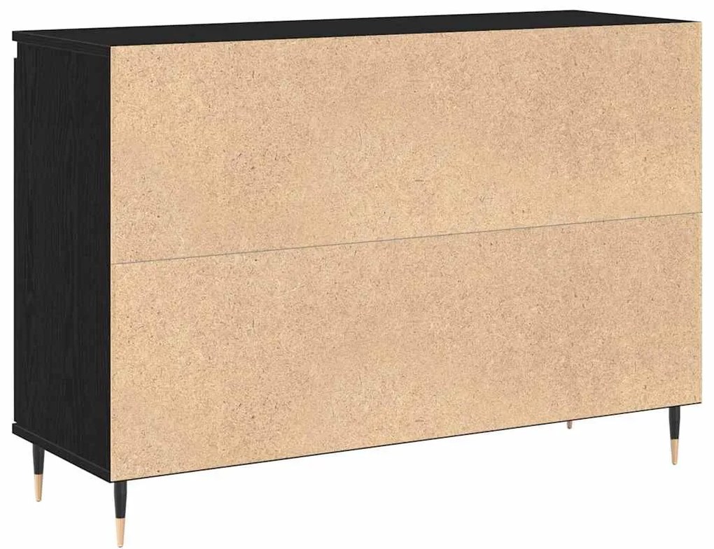 Sideboard vidaXL com portas e gavetas Preto Carvalho 101,5x35x70 cm
