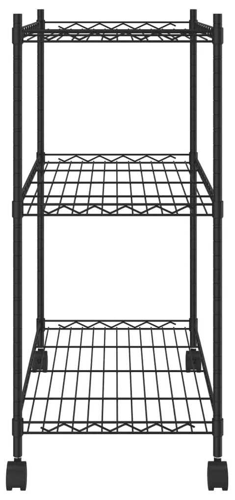 Unidade de 3 prateleiras com rodas 60x35x81 cm 150 Kg preto