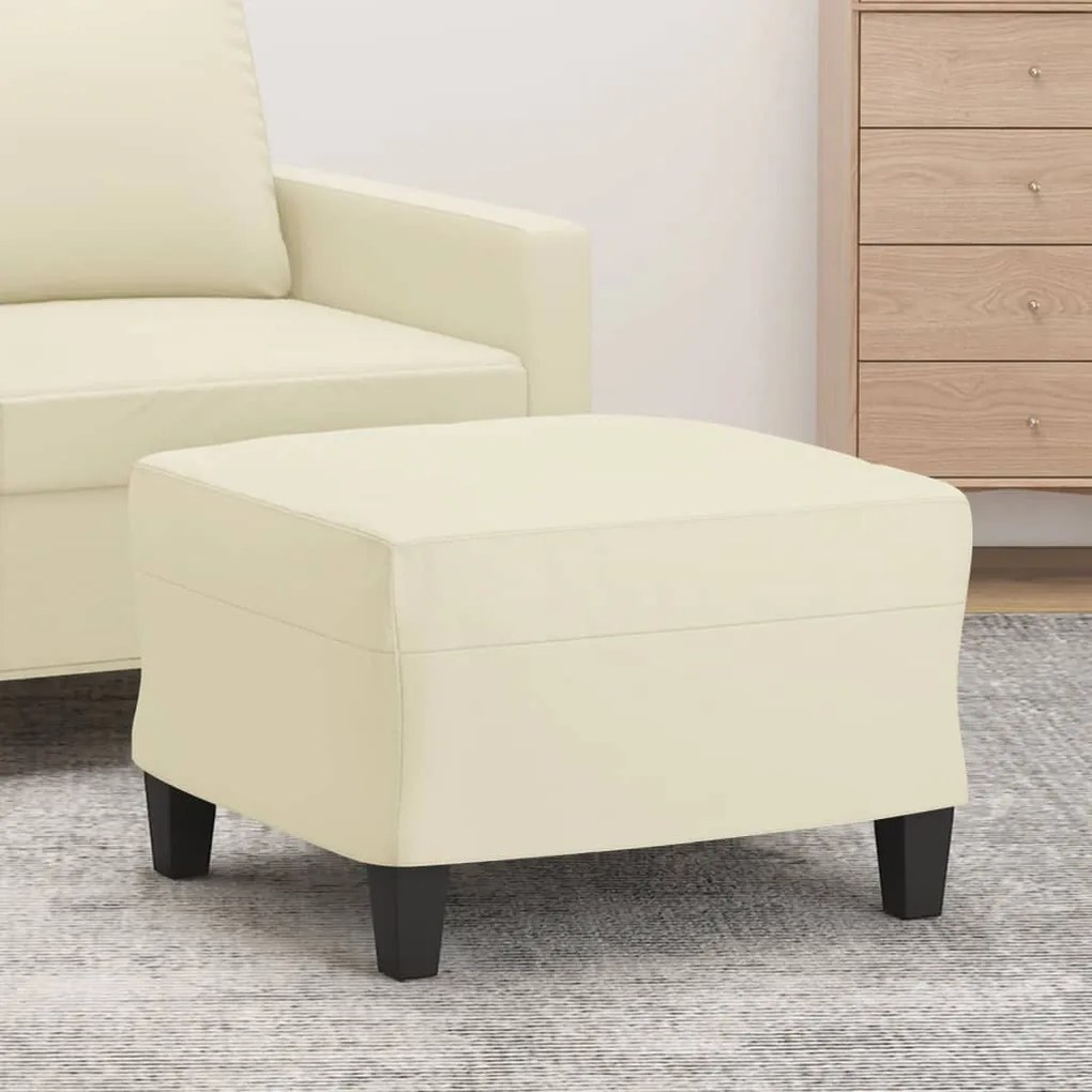 vidaXL Apoio de pés 60x50x41 cm couro artificial cor creme
