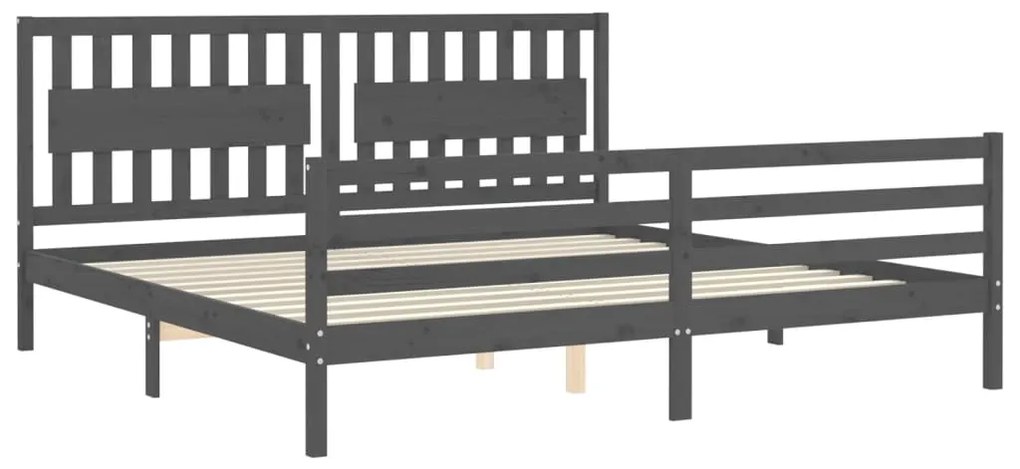 Estrutura de cama com cabeceira 200x200 cm madeira maciça cinza