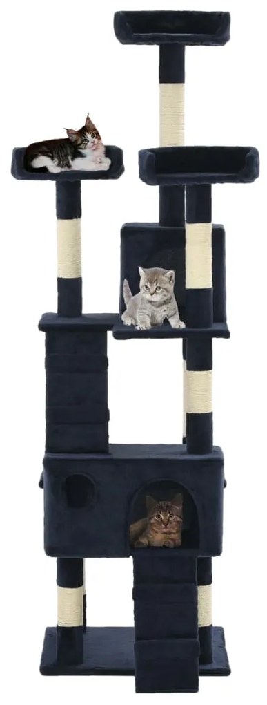 Árvore para gatos c/ postes arranhadores sisal 170 cm azul