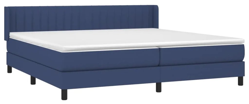 Cama com molas/colchão 200x200 cm tecido azul