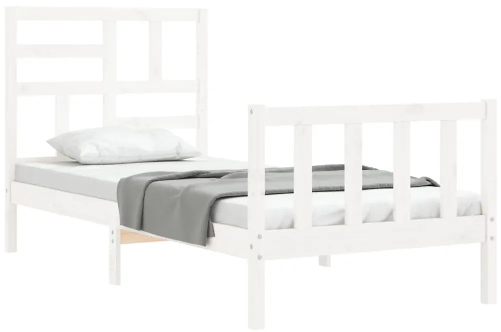 Cama sem colchão 90x200 cm madeira de pinho maciça branco
