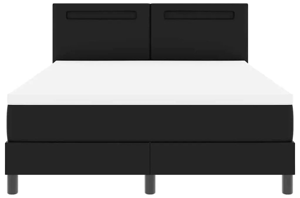 Cama Box com Colchão Preta, 140x190 cm em Couro Sintético