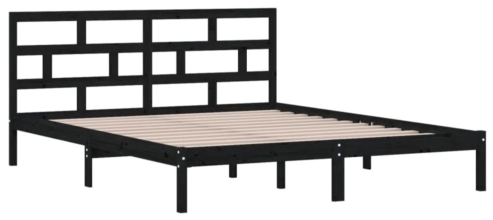 Estrutura cama pequena casal 120x190 cm pinho maciço preto