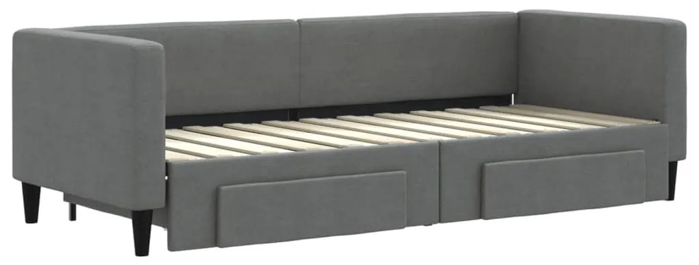 Sofá-cama c/ gavetão e gavetas 80x200 cm tecido cinzento-escuro